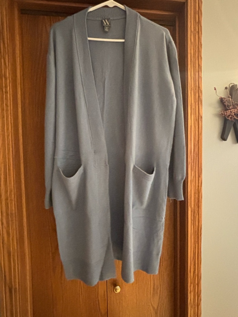 Worthington Dusty Blue Open-Front Long Cardigan